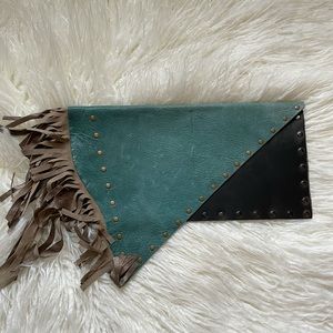 Leather Fringe Clutch